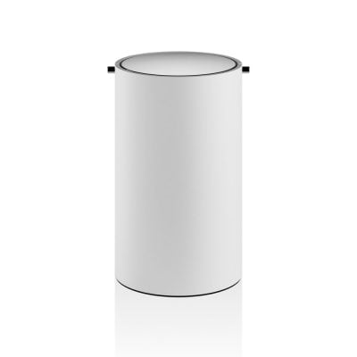 Decor Walther Stone Skraldespand Med Cover Mat Hvid og Poleret Rustfrit Stål