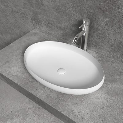 Hvidt Swan OVAL Vask 60x40 Hvid