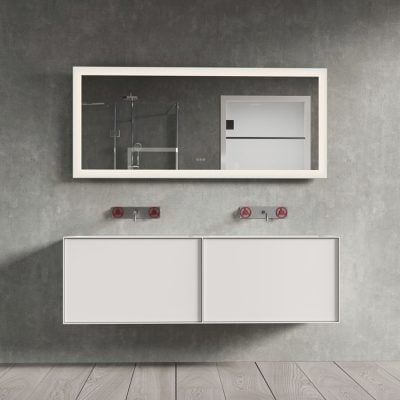 Copenhagen Bath Larvik Spejl m. Højtaler 160x70 Mat Hvid