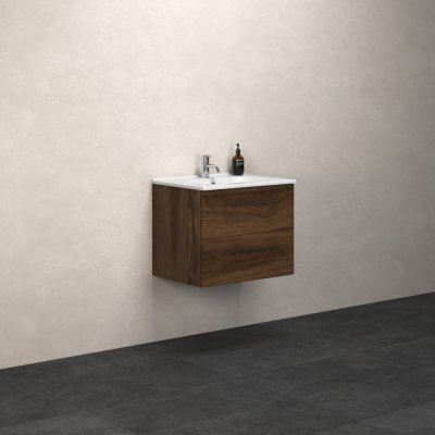 Dansani Luna Vaskeskab 49,5x61x45,5 Brun eg Porcelænsvask