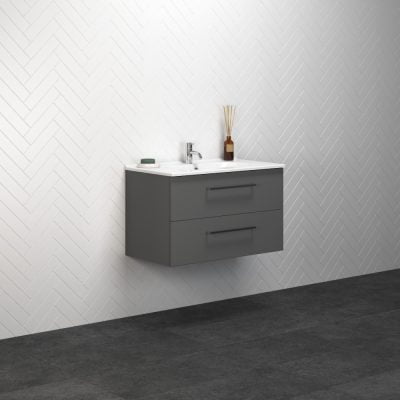 Dansani Luna Vaskeskab 49,5x81x45,5 Grå mat Porcelænsvask