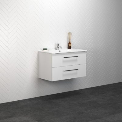 Dansani Luna Vaskeskab 49,5x81x45,5 Hvid højglans Porcelænsvask