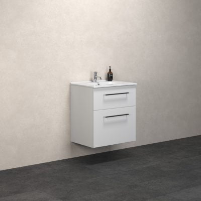 Dansani Luna Vaskeskab 65,5x60,2x45,5 Hvid højglans Porcelænsvask