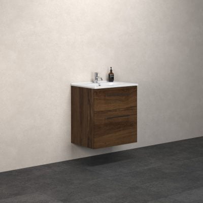 Dansani Luna Vaskeskab 65,5x60,2x45,5 Brun eg Porcelænsvask