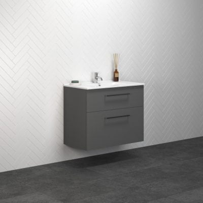 Dansani Luna Vaskeskab 65,5x80,2x45,5 Grå mat Porcelænsvask