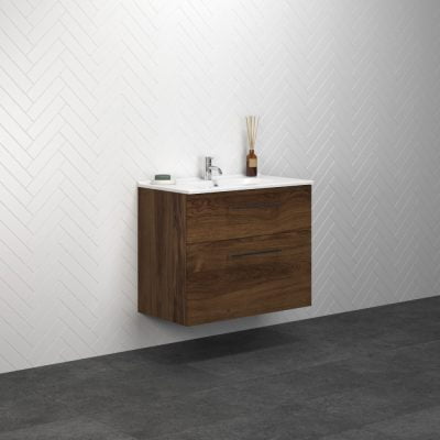 Dansani Luna Vaskeskab 65,5x80,2x45,5 Brun eg Porcelænsvask