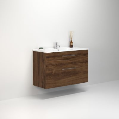 Dansani Luna Vaskeskab 65,5x100,2x45,5 Brun eg Porcelænsvask