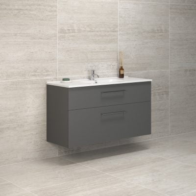 Dansani Luna Vaskeskab 65,5x120,2x45,5 Grå mat Porcelænsvask