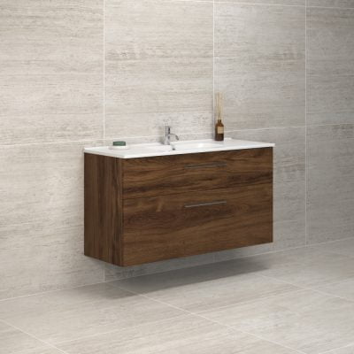 Dansani Luna Vaskeskab 65,5x120,2x45,5 Brun eg Porcelænsvask