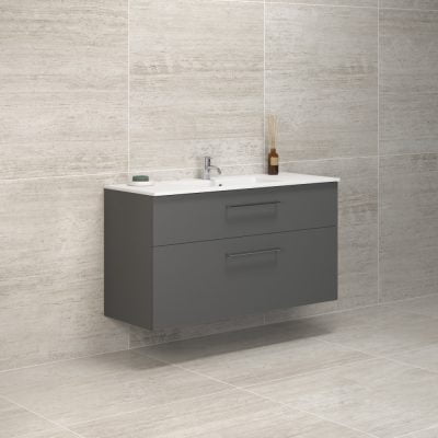 Dansani Luna Vaskeskab 65,5x120,2x45,5 Grå mat Kompositvask