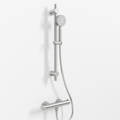 SS304 Brusesæt M. Glidestang Børstet Stål SS304 Brusesæt M. Glidestang Børstet Stål