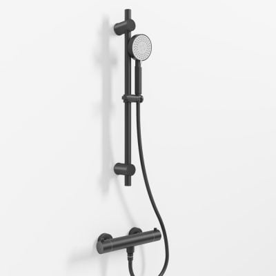 SS304 Brusesæt M. Glidestang Mat Sort SS304 Brusesæt M. Glidestang Mat Sort